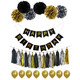 Happy Birthday Decorations Set - Black and Gold